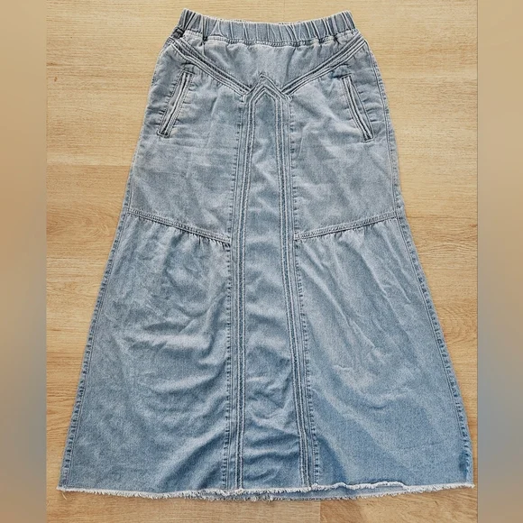 Denim Maxi Skirt - Picture 1 of 7